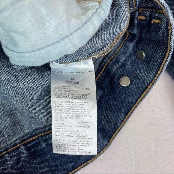 Gap Jacket Kids Medium Blue Denim Jean Front Pocket Button Up - Picture 8 of 10